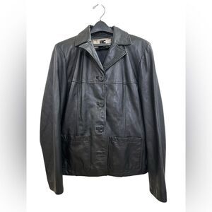 CLASSIC JLC Black leather jacket medium